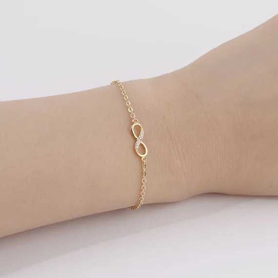 Kinitial Hot Infinity Number 8-Chain Bracelet CZ Infinity Bracelet Mens Friendship Bracelet Bohemian Charm JewelryW240730