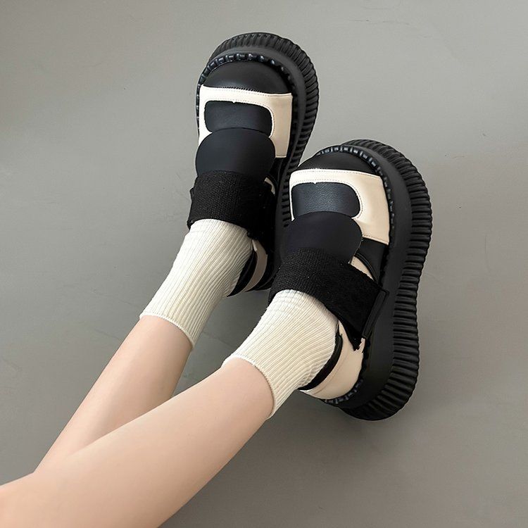 df05f Chunky 2023 Spring Loafers Japanese Style Slip On Black Single Pumps Shoes Women Fashion Girls Thick Sole Heel