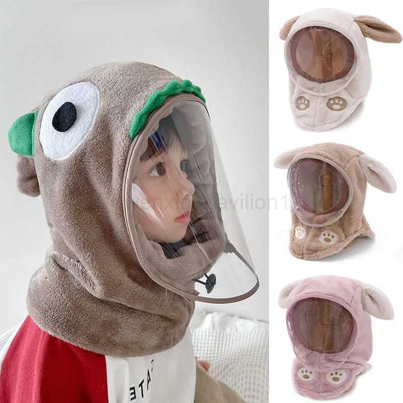 Kids Windproof Mask Integrated Hat Cute Rabbit Ears Plus Velvet To Keep Warm Hat Winter Cap for Kids for Boys Girls AccessoriesXJ240730