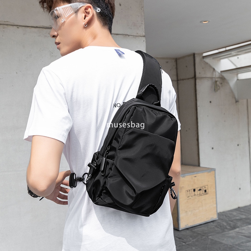 Casual men's chest bag simple single shoulder crossbody bag multi-functional fashion brand diagonal backpack small bag trend messenger bag men�