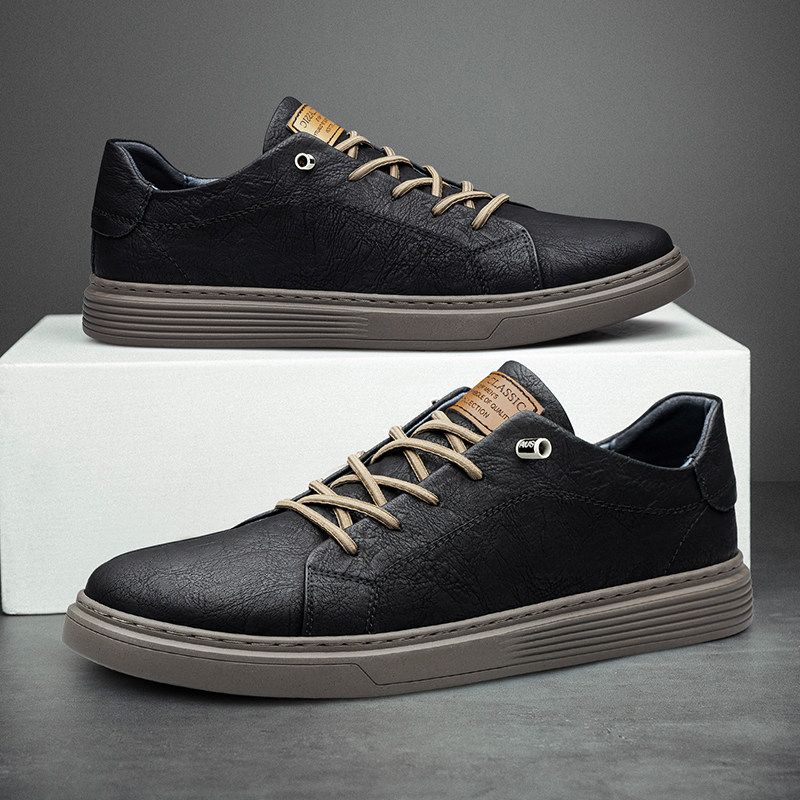 Brand Italian Black Genuine Leather Oxford Casual Lace Up Flat Sneakers Shoes for Men Big Size: 36-47