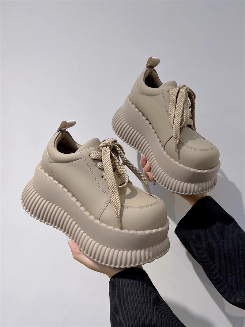 Wedges Platform Leather adb1f Casual for Chunky Sneakers Height Increase Shoes New Women Fashion