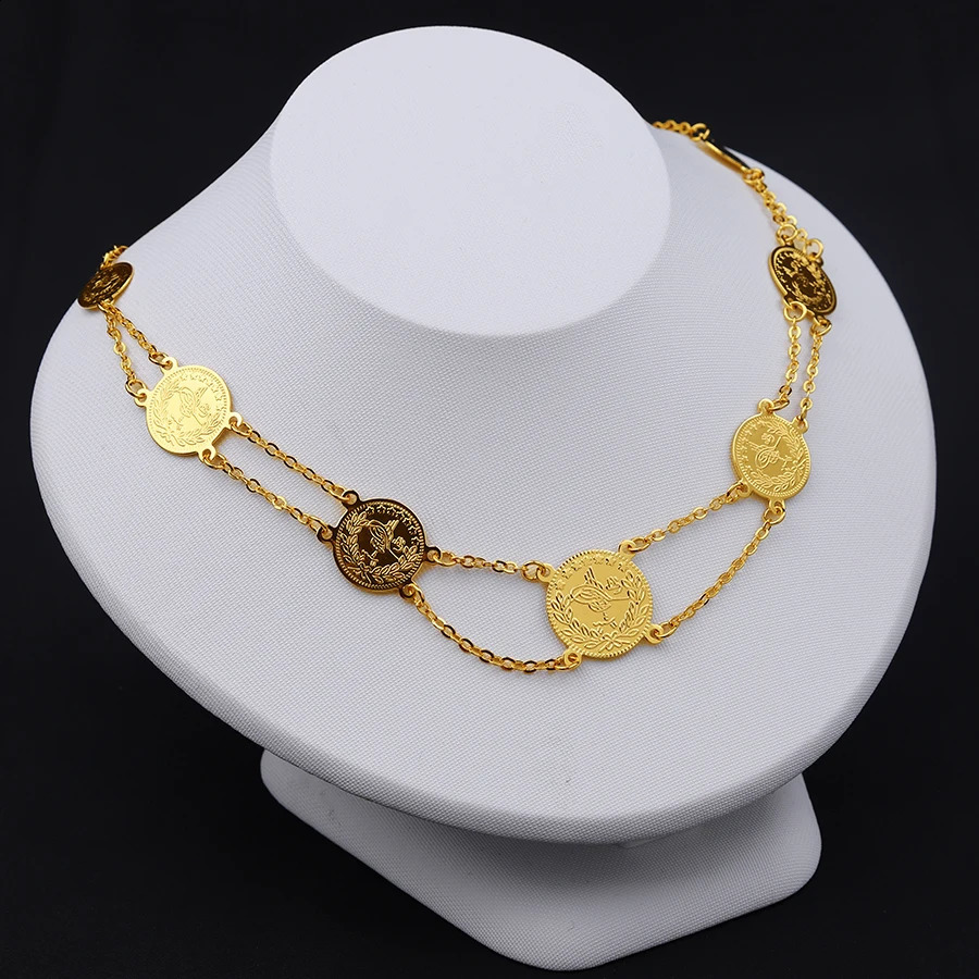 24K Goldlen Round Two Piece Set Womens Jewelry Dubai Ethiopia Europe Dubai USA Middle East Japan and South Korea Bridal 240723