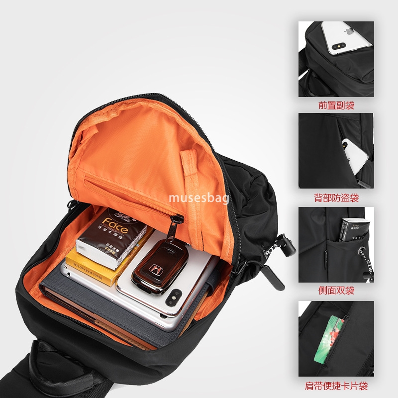 Casual men's chest bag simple single shoulder crossbody bag multi-functional fashion brand diagonal backpack small bag trend messenger bag men�