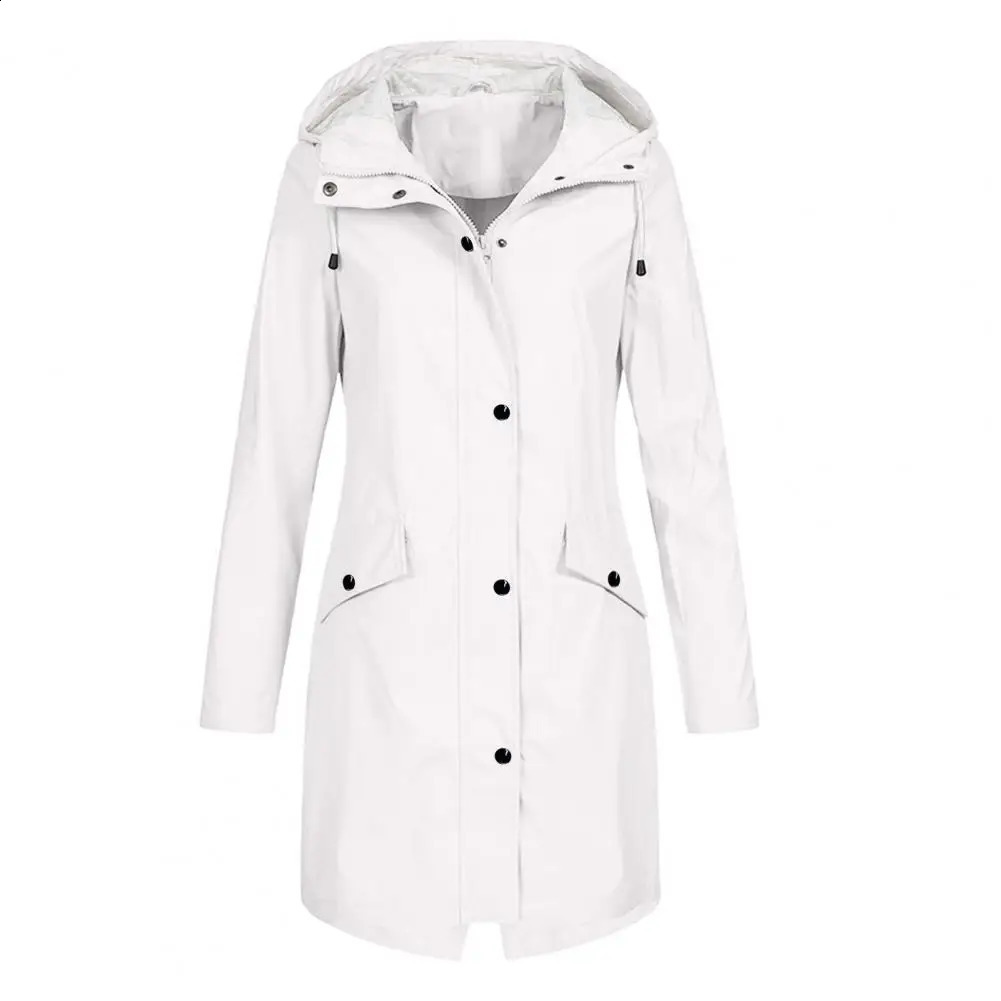 Hooded Long windbreaker men's white rainproof trench coatBritish gentlemanRain proof and breathable240730