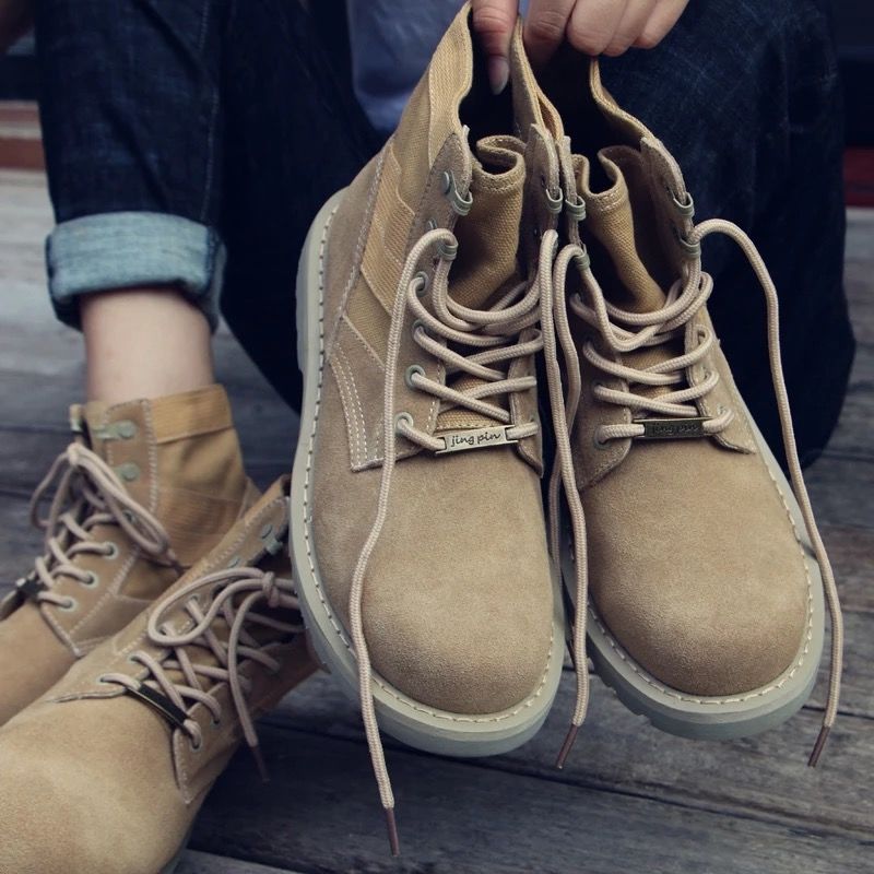 Boots Men's Fashion British Style Winter Short Boots All-match High-Top Shoes Men's Mid-Top Tooling Boots Leather Boots