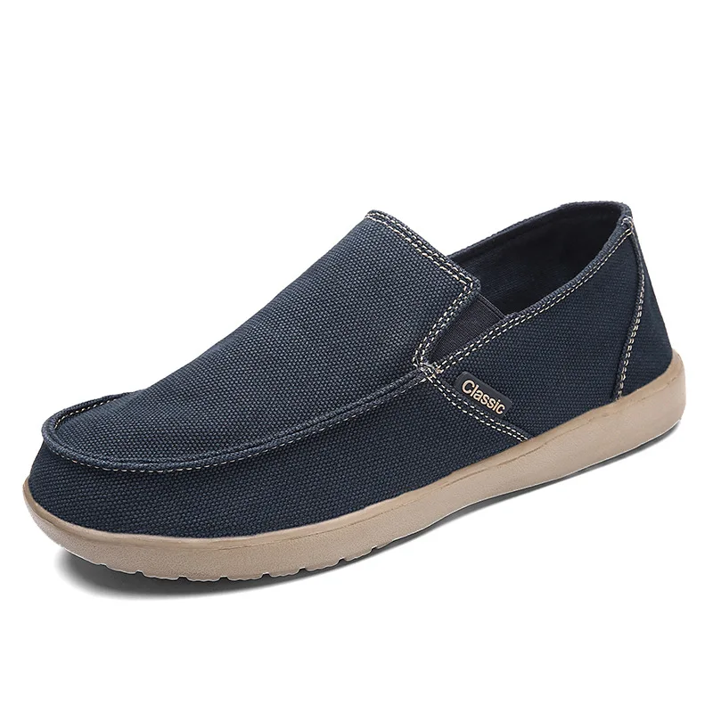 New Men's Canvas Boat Shoes Breathable Fashion Casual Soft Driving Shoes Light Slip-On Loafers