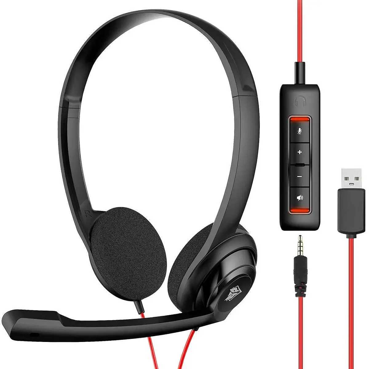 NUBWO HW02 USB Computer Headset with Clear Chat Mic On-Ear Wired Headset for MS Teams Skype Webinars Call Center and MoreM240729
