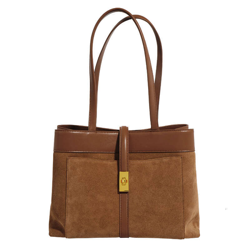 Nubuck Leather Tote Design High Quality Commuter Fashion Armpit Shoulder Bag Large Capacity Woman's Handbag Brown Suotong2510 Mdng