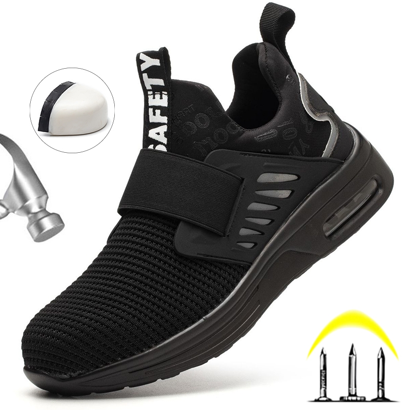 Plastic Breathable Cap Toe Protective Footwear Slip on Lightweight Work Shoes Men Women Safety Sneakers Male 8017