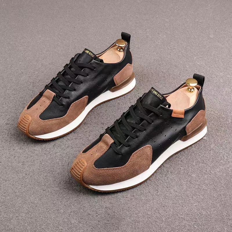 Leather Men's Sneakers High Quality Fashion Casual Shoes Rubber Thick Bottom Low-Top Outdoor Comfortable Mans Walking Footwear
