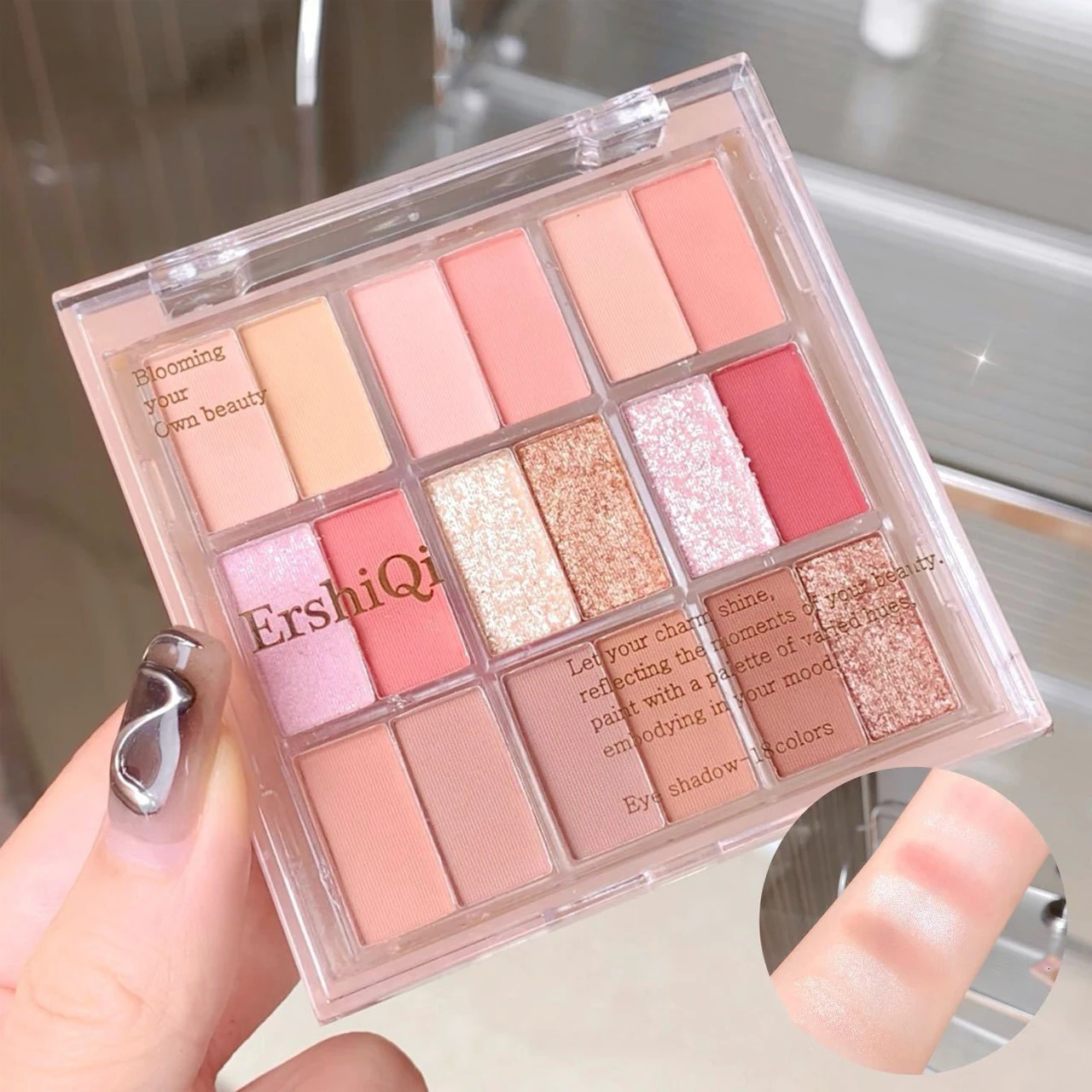 Shimmer Pink ple Palette Glitter Matte Eyeshadow Longlasting Eye Beauty Makeup Brighten Cosmetics 18-Color X250910
