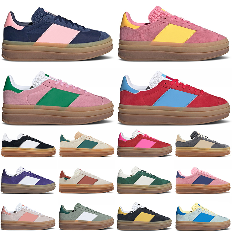 2024 Designer Bold Platform Casual Shoes Cream Collegiate Green Pink Gum White Black Women Sports Trainers Top Fashion Suede Leather Plate-forme Woman Sneakers
