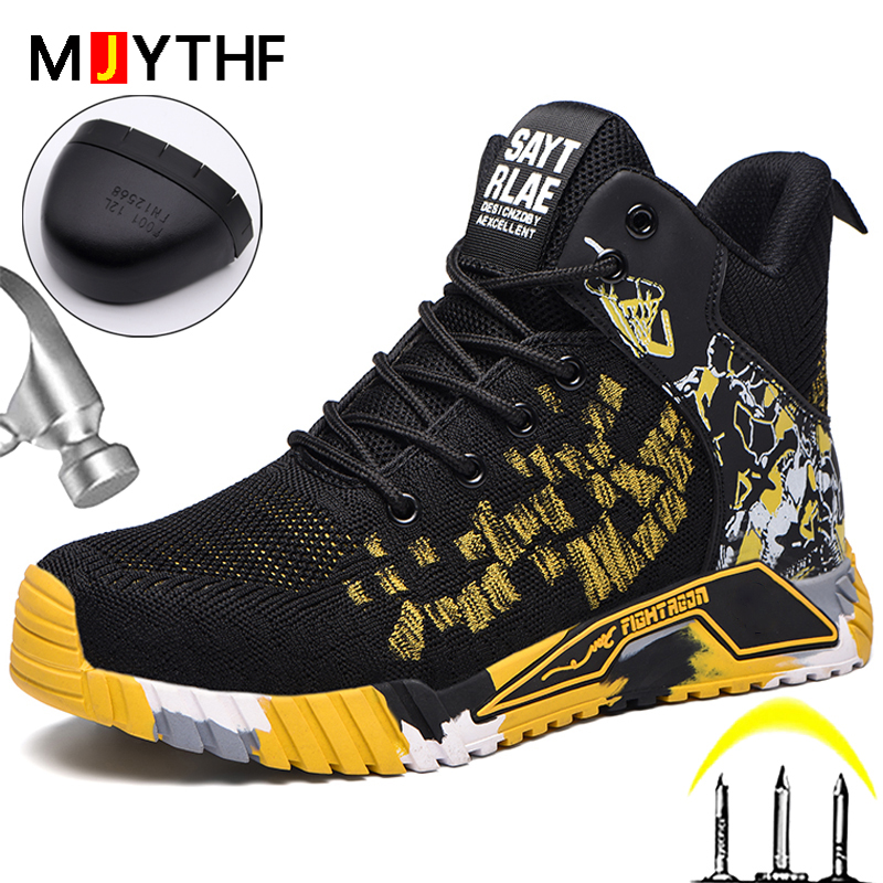 2024 Fashion Anti-smash Anti-puncture Sneakers High Top Safety Shoes Men Indestructible Work Boots d81e
