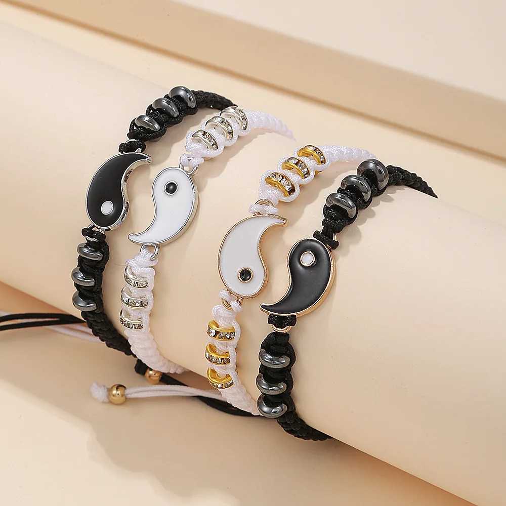 Tai Chi Yin Yang couple bracelet hand woven bait rope adjustable bracelet Bff friendship bracelet jewelry gift W241231