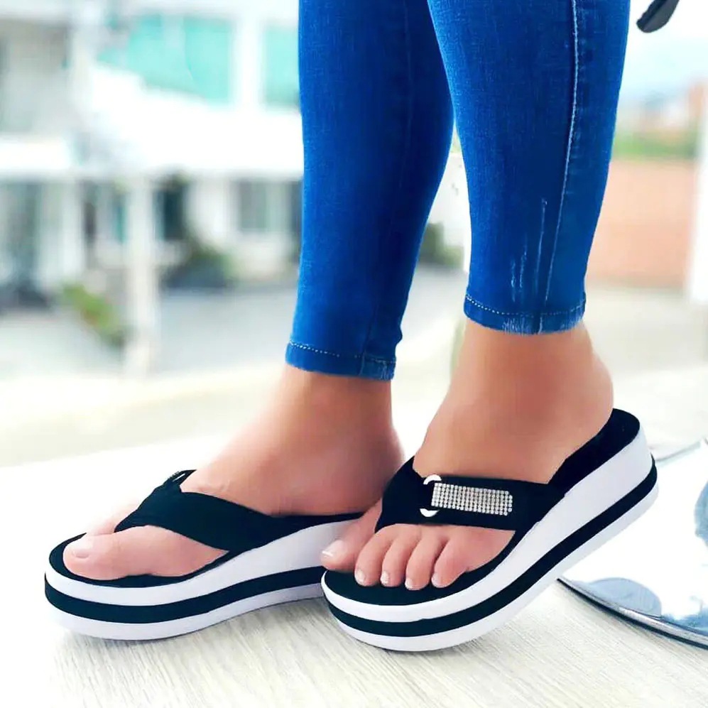 Plus Size Women's Shoes 2022 Rhie Platform Sandals Women Wedge Summer Flip ps Height Increase Beach Slippers
