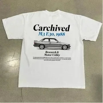 Retro 90s American Classic Sports Car Print Summer Cotton Couple T-Shirt
