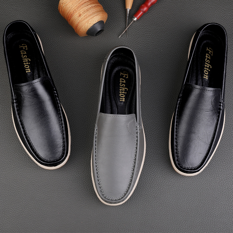 Minimalist Men Genuine Leather Shoes Slip-on Business Dress Shoes All-Match Wedding Shoes High Quality Man Breathable Drive Flat