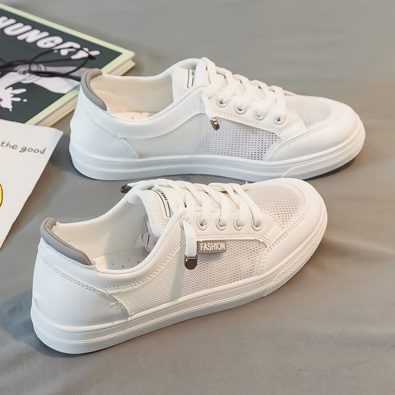 Outdoor Trainers Women Running Shoes Summer Autumn Fashion White PU Leather Lace-Up Breathable Casual Sneakers atos De Mujer
