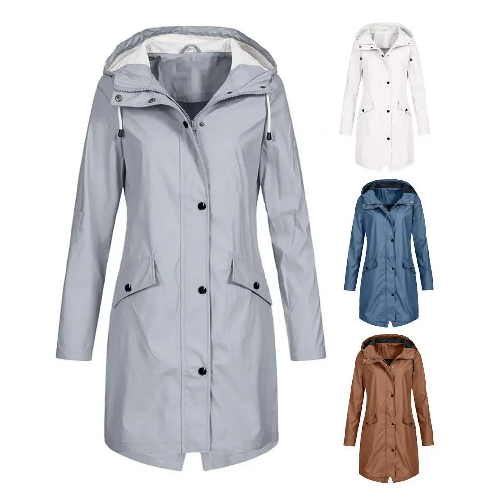 Hooded Long windbreaker men's white rainproof trench coatBritish gentlemanRain proof and breathable240730