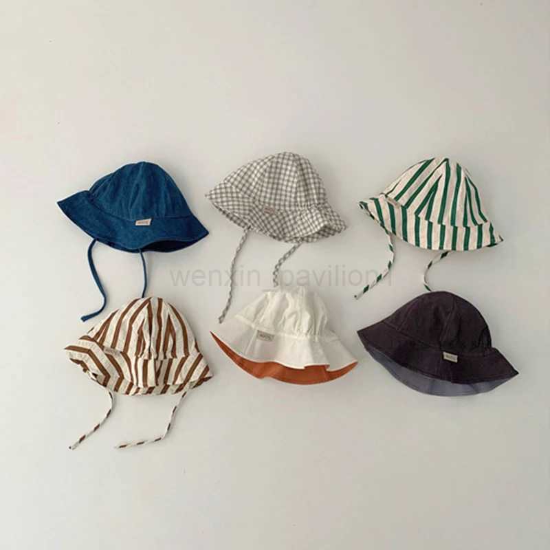 Summer Baby Sun Hat Double Sided Wear Infant Fisherman Cap Outdoor Beach Windproof Kids Panama Sun HatsXJ240730