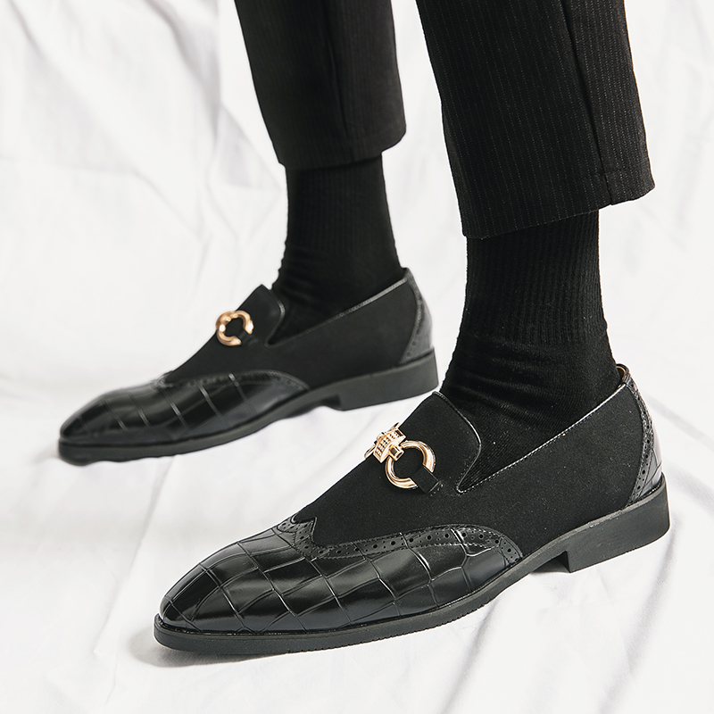 Autumn Green Loafers Men Slip-on Nubuck Leather Luxury Brand Thick Bottom Pointed Toe Fashion Designer Leather Shoes Men Casual