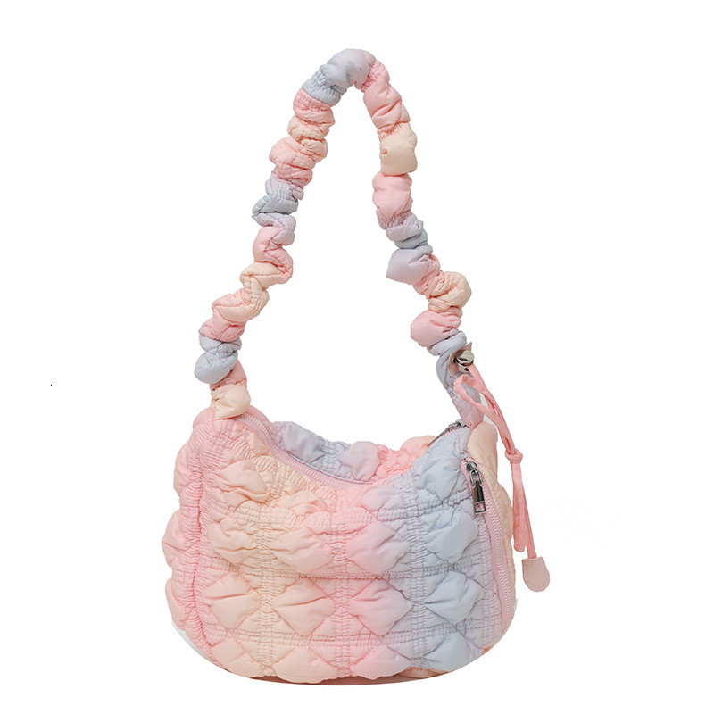 Niche gradient color women's new bubble pleated down cotton jacket bag, single shoulder crossbody dumpling bag H730#33 ddmy 2e63