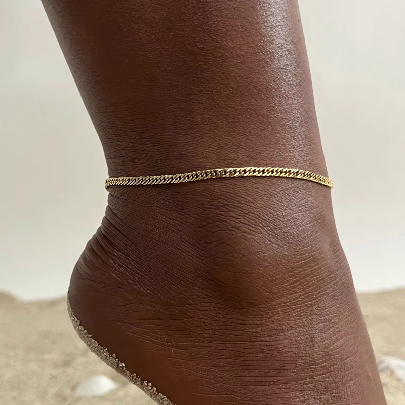 Double Layer Anklet No Fade Waterproof Stainless Steel Jewelry PVD Gold Plated Bead Chain Anklets For Women