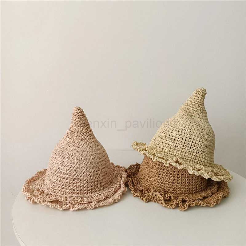 INS Style Cute Pinnacle Straw Hat For Baby Boys And Girls Wizard Hat Big Brim Summer Sunhat Kids Fisherman Hat Fashion CapXJ240730