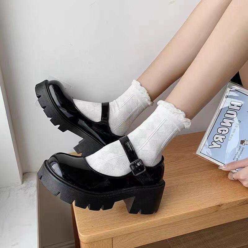 Shoes Spring Platform Leather Flats Casual Oxford Loafers Thick Bottom Ladies Wedge Lolita Shoe Mary Jane Women Moccasins