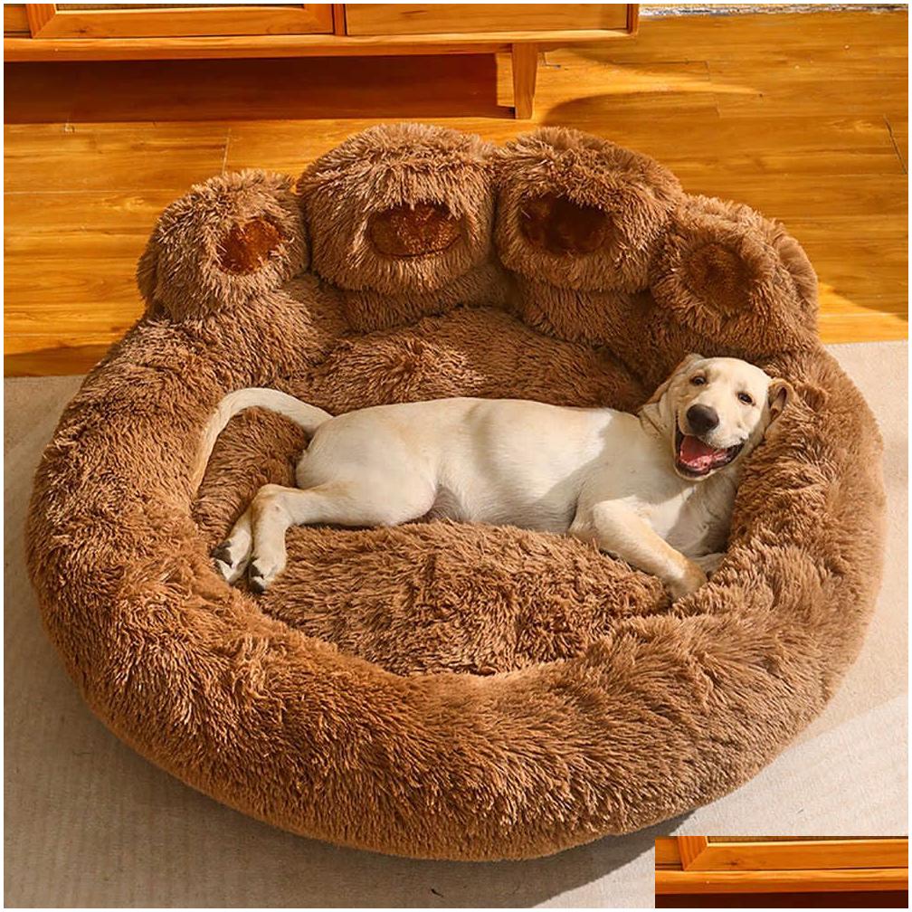 Cozy Bear Paw Dog Bed - Washable Indoor Outdoor Soft Sofa for Medium & Large Pets