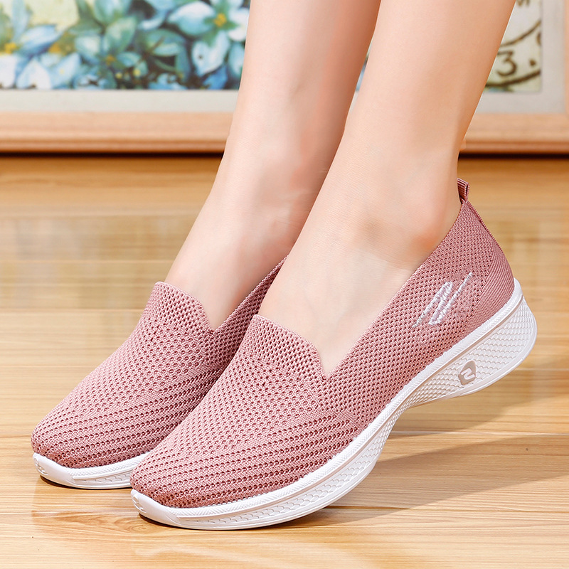 Knitted Women Fashion Shoes Flats Ladies Loafers Breathable Casual Sports Shoes Walking Shoes Yoga Shoes Zapatos De Mujer