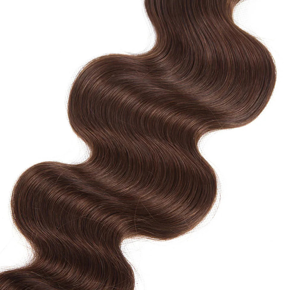 #4 Brown 4X4 Lace Remy Brazilian Human Chocolate Body Wave Closure With Baby Hair Hand Tied Transparent