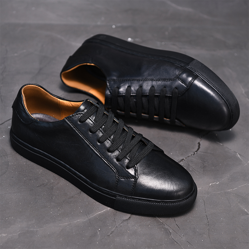 Genuine Leather Men's Shoes Luxury Brand Casual Shoes Non-slip Lace-up Sneakers Shoes Comfortable Sports Shoes Men Walking Shoes
