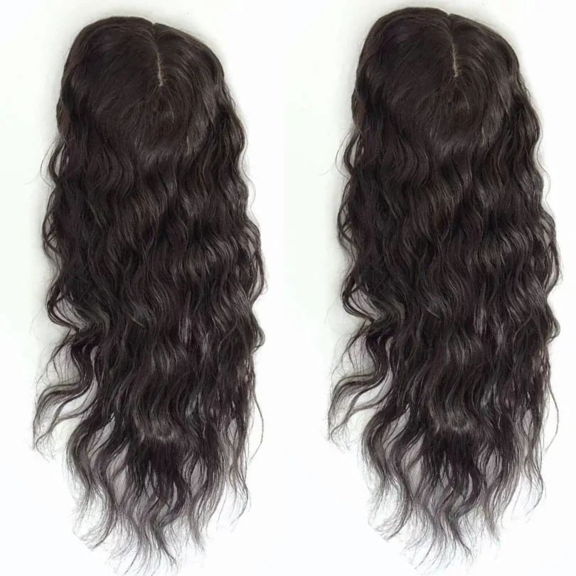 6x6 inch Injected Silk Skin Base Human Hair Women Topper long Loose Wave Virgin European Hair Toupee Clips In Hairpiece