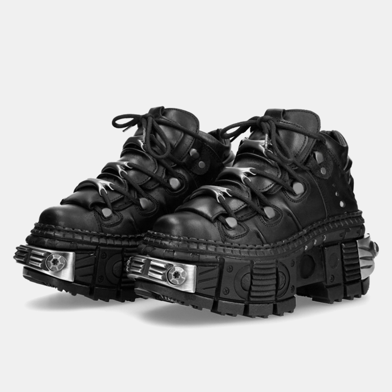 Brand Platform Women's f3443 Fashion Ankle Boots 2024 New Dark Punk Style High Heels Metal Decoration Design Y2k Gothic Shoes INS