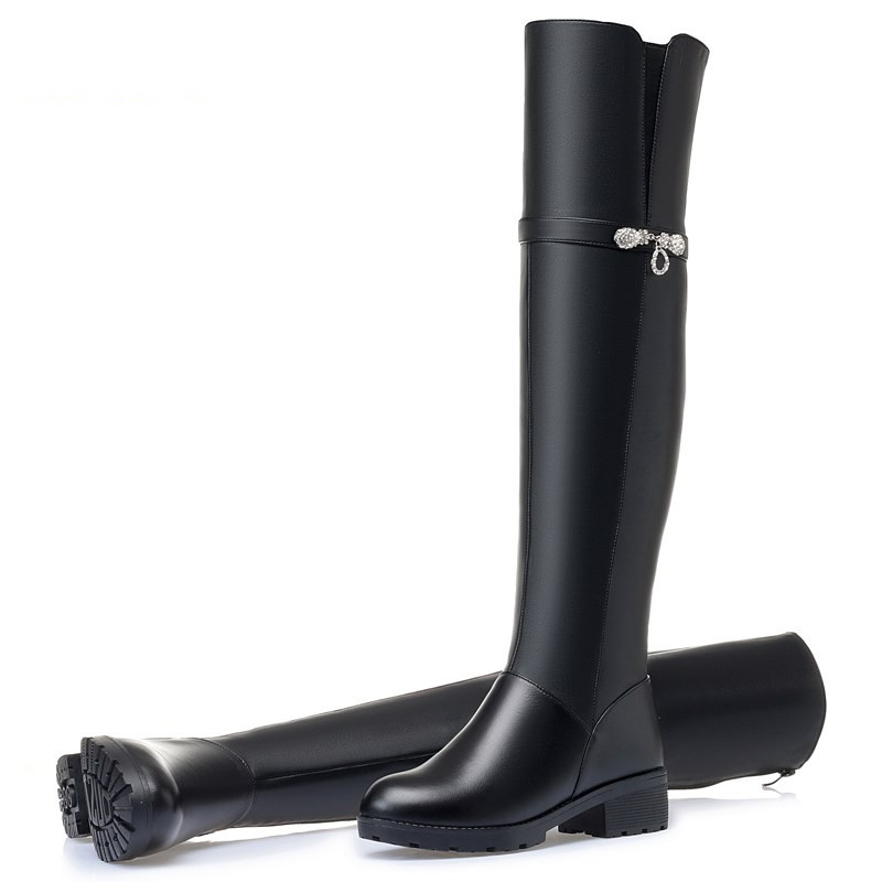AIYUQI Winter Boots Women Knee High Long Boots Genuine Leather Waterproof Women Thigh High Boots Large size women's boots