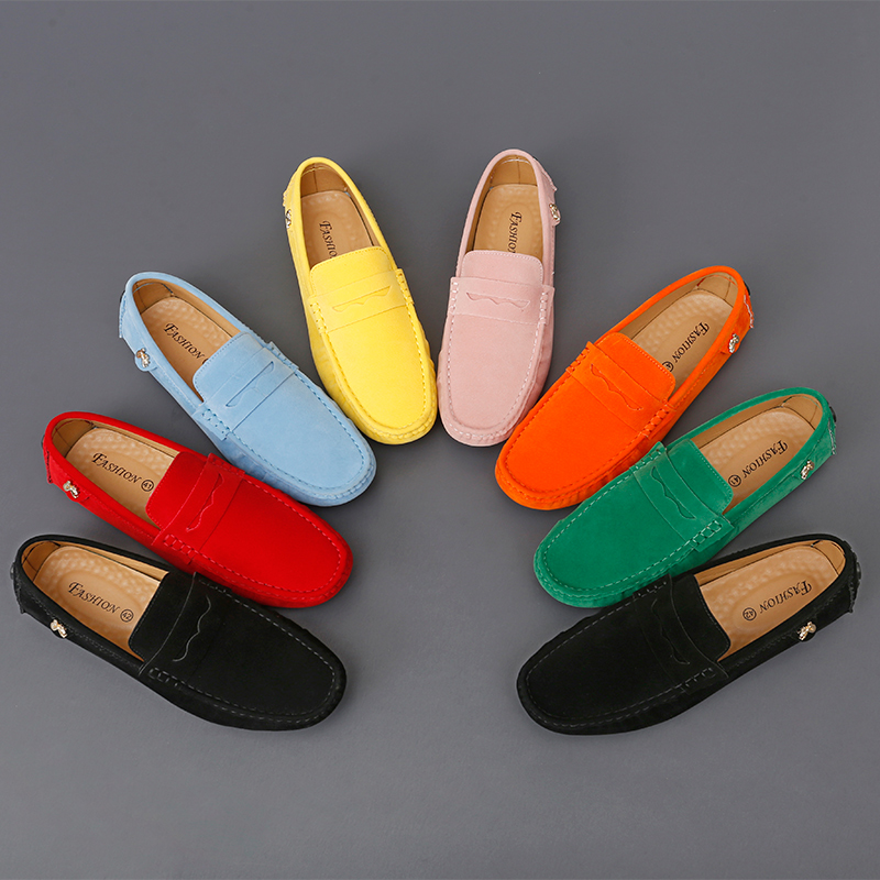 Men Fall Genuine Leather Casual Breathable Driving Fashion Moccasins Green Cow Suede Loafers Office Shoes d97b
