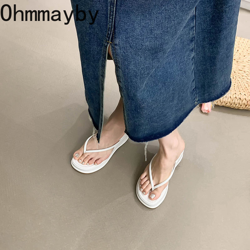 Women hot Platform Slippers: Summer Wedges, Slip-On Casual Shoes, Ladies' White Outdoor Slides