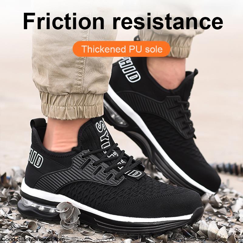 Cushion Air For Men Women Sneakers Breathable Anti-Smash Steel Toe Shoes Lightweight Safety Work Boots c178
