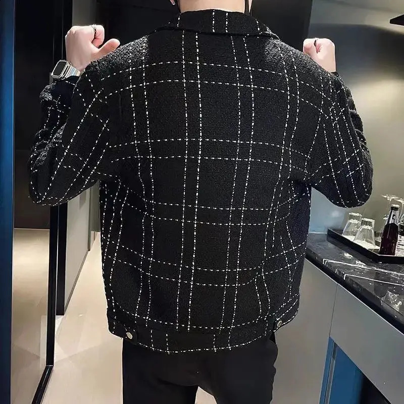 Mens jacket loose collar retro mens jacket for spring and autumn casual cargo jacket solid color loose mens jacket240806