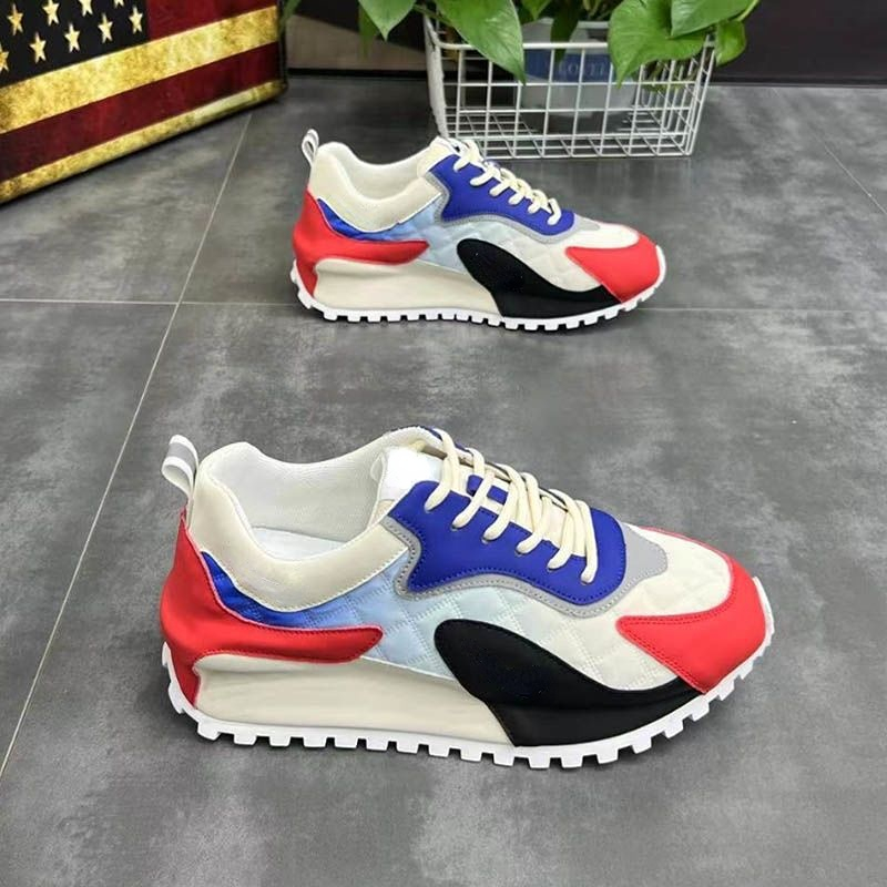 Casual Sneakers Men Fashion Mixed Colors Microfiber Leather Mesh Breathable Increased Internal Cover Bottom Platform Board Shoes 3097 0766