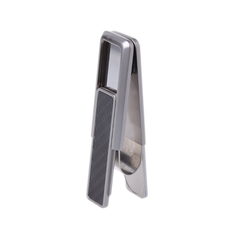 Men's Business Wallet Stainless Steel Carbon Fiber Money Clip Credit Card Holder