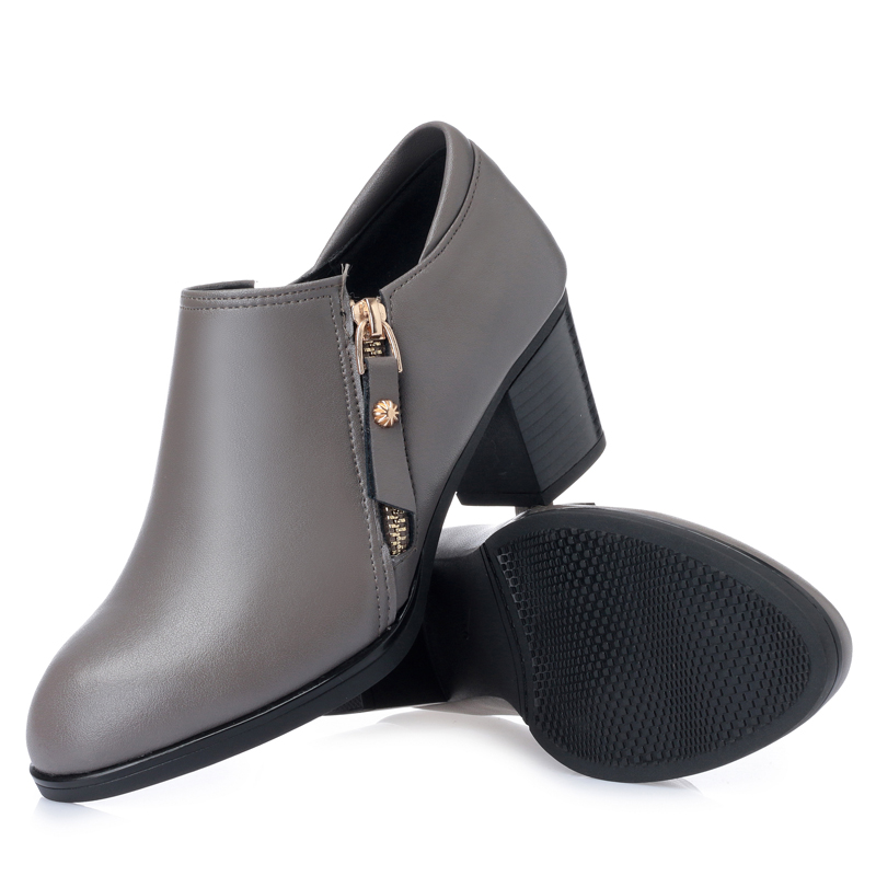 Genuine leather woman shoes 2024 autumn new deep mouth singles shoes cowhide thick with large size of dress shoes