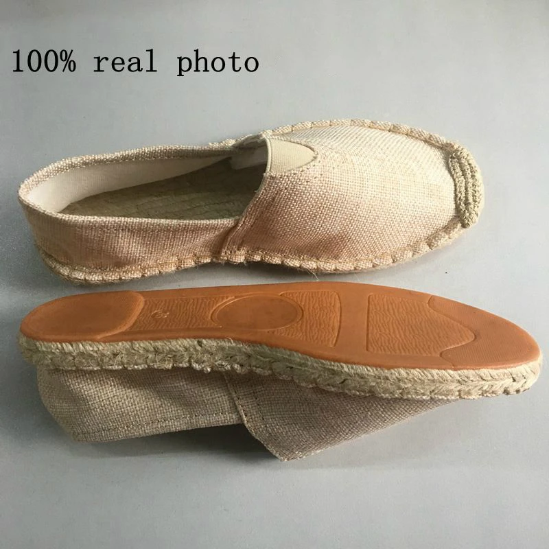 Mens Espadrilles Men Patchwork Slip on Summer Shoes Men Loafers Breathable Canvas Women Shoes Jute Wrapped Casual Shoes