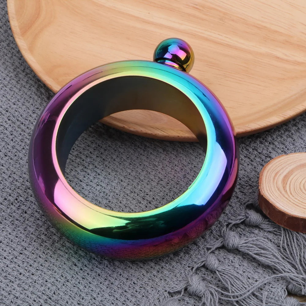 3.5 oz Drinkware Accessories for Whiskey Vodka Alcohol Round Chic Hip Flask Bracelet Elegant Wine Bottle Bangle Hip Flask 240729