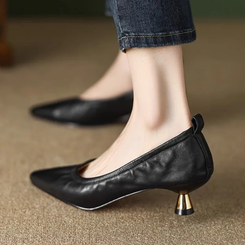 Womens Pumps Stretch Boat Shoes Pointed Toe Basic Pump High Heels Concise Slip on Dress Shoes Autumn Zapatos Mujer 1611N 240729