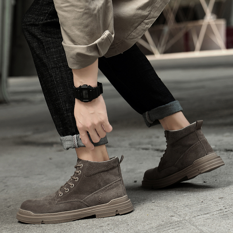 Mens Top High Quality Leather Shoes Fashion Outdoor Motorcycle Ankle Male Winter Plus Veet Warm Lace Up Boots 87b2