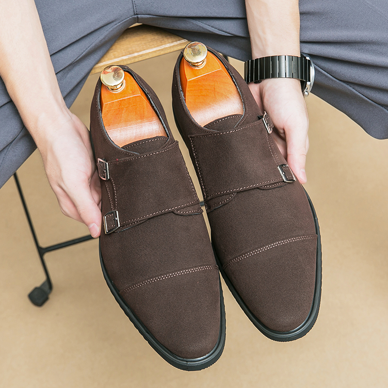 Luxury Dress Shoes for Men Designer Business Men Oxford Shoes Monks Pointed Wedding Formal Shoes Suede Leather Fashion Loafers