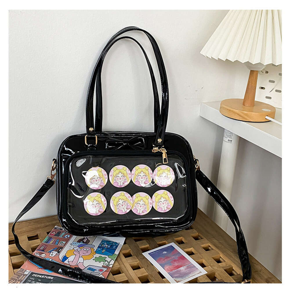 women's hand-held crossbody patent leather soft girl bag, cute bow, transparent one shoulder pain bag H730#28 ddmy 715f